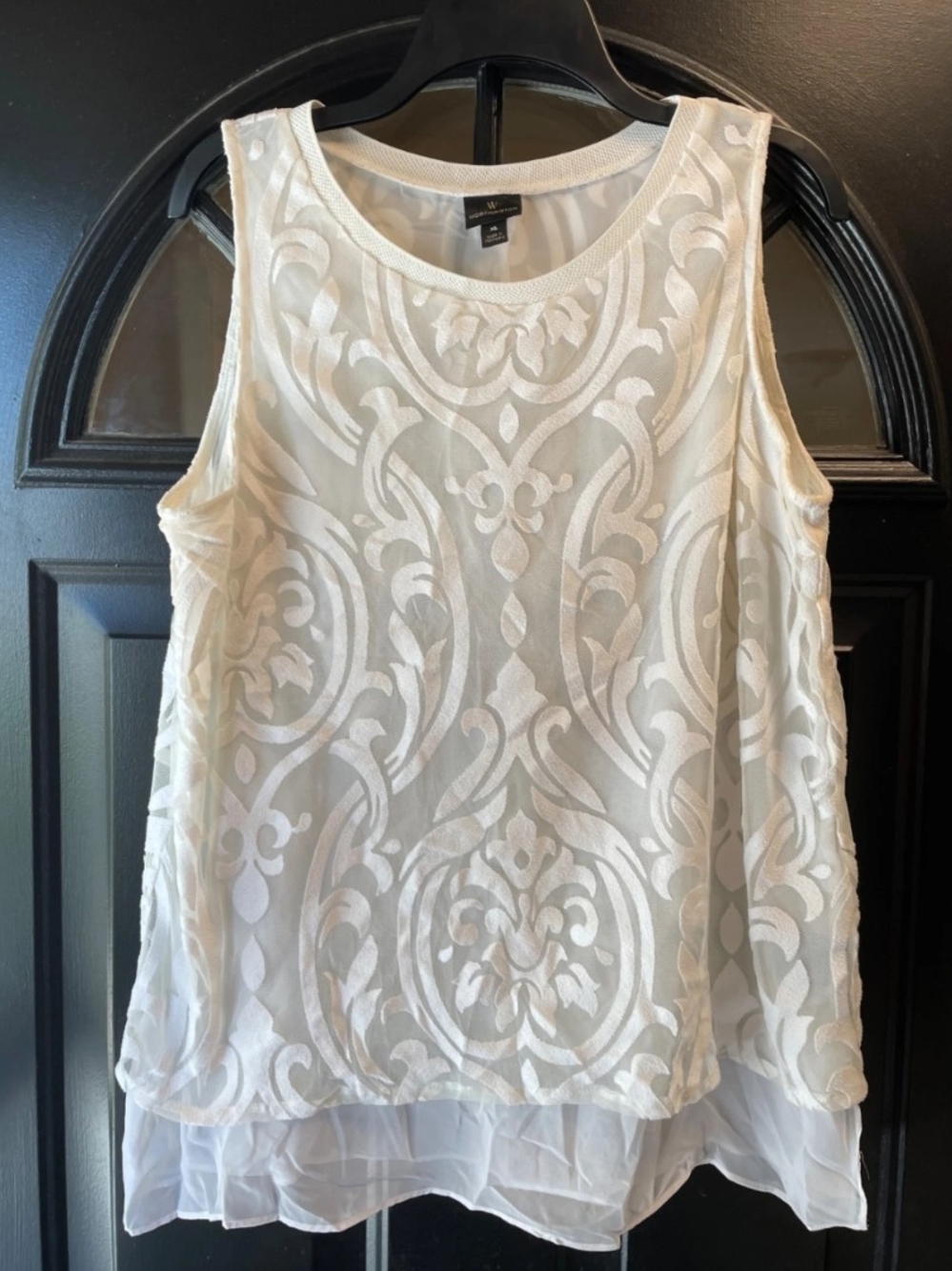 Worthington White Embroidered Sleeveless Overlay Camisole XL